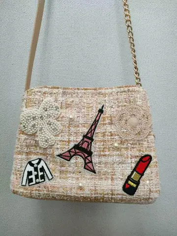 클레이 사스 베이지 트위드 숄더백