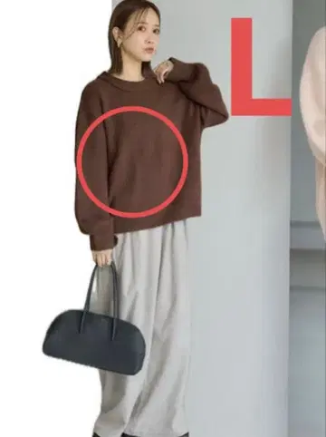 시마무라 다나카 리나 배색 레이어드 스타일 니트 중 브라운