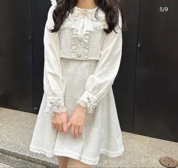 ROJITA 양산형 원피스 트위드 레이어드 스타일 원피스 화이트 그레이