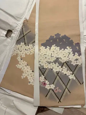 호몬기 꽃무늬 핑크 격자무늬 이세탄 구매 제왕보라