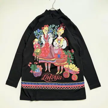 컨디션 최상 토쿠코 프리미어 볼 화려한 프린트 튜닉 풀오버