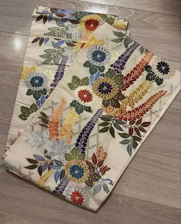 후쿠로 오비 다색 꽃무늬 자수 베이지 이세탄 구매