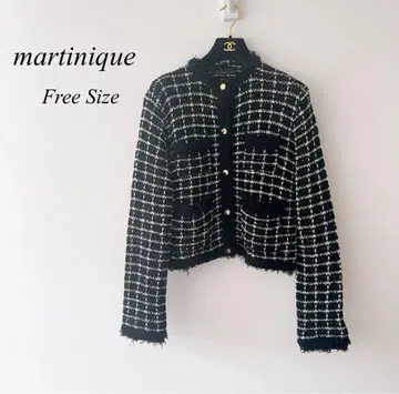23SS 마르티니크 노카라 트위드 니트 자켓 골드 버튼