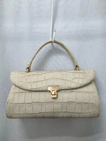 미스아시다 베이지 가죽 핸드백 레트로