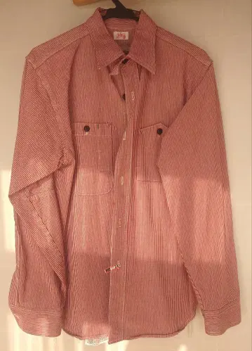 레어 일품 빨간색 히코리 긴팔 워크 셔츠 Size L 새상품급