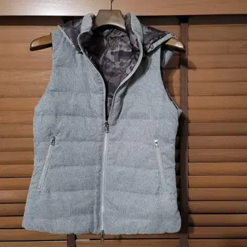 SCOT CLUB 리버서블 다운 베스트 그레이 후드 부착