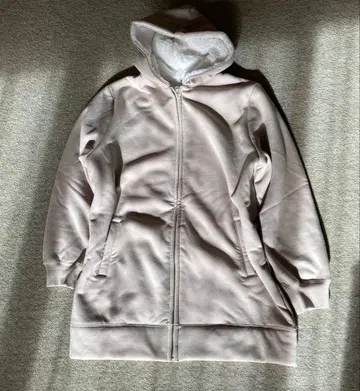 여성용 보아 안감 롱 후드티 사이즈 L 베이지색