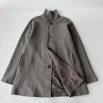 새상품급 요건 레일 스탠드 카라 네프 코트 롱 브라운 M