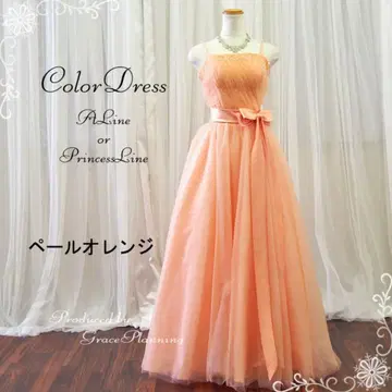 컬러 드레스 연주회 드레스 웨딩 A라인 오렌지 핑크