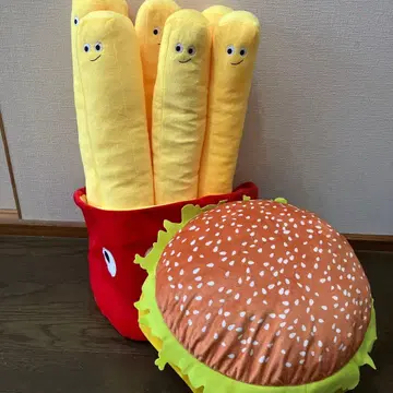 감자튀김 모양 봉제 인형 햄버거 봉제 인형 2개