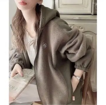 java 풀 집업 절개 오버 사이즈 보아 후드티 L