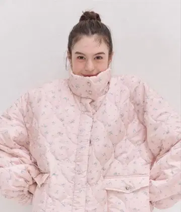 muguet flower quilting jacket pink