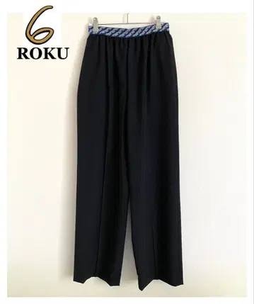 6(ROKU) 센터 프레스 와이드 팬츠 네이비 38