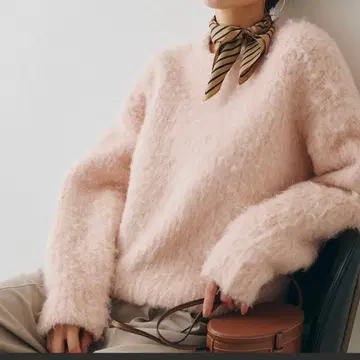 윔 가젯 믹스얀 크루넥 풀오버 니트 핑크