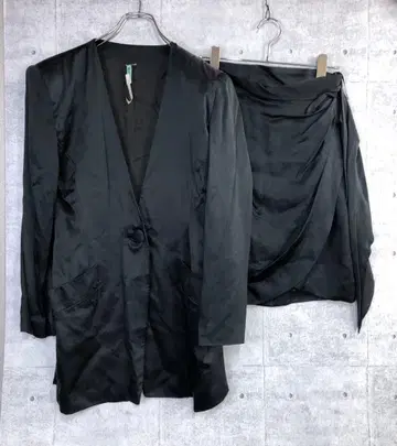 90's NOVESPAZIO 샤이니 블랙 스커트 셋업