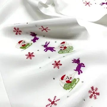 라스트 1점 Xmas 자수 옷깃 화이트 컬러