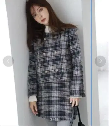 [ SNIDEL ] 스나이델 트위드 노카라 자켓