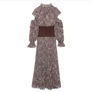 snidel 허리 리브 플레어 슬리브 플리츠 원피스