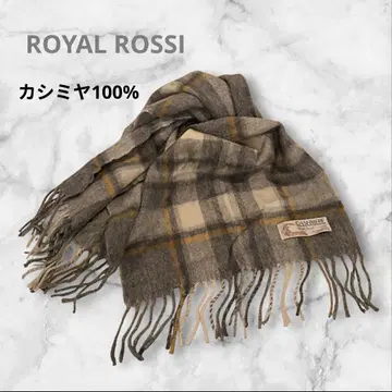 [ 새상품급 ] 로얄 로시 캐시미어 100% 머플러 체크 무늬 그레이