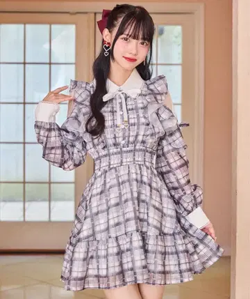 ROJITA 꽃무늬 체크 미니 원피스