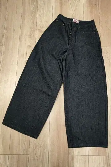 OOTJ ORGN 다크 인디고 블루 데님 와이드 팬츠