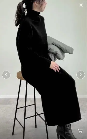 전후 2WAY 하이넥 손가락 구멍 맥시 니트 원피스