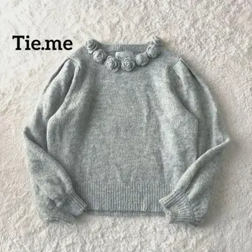 새상품급 Tie.me rose necklace sweater 그레이 니트