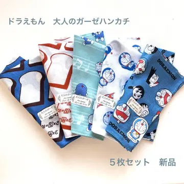 새상품 도라에몽 어른용 거즈 손수건 암기빵 5개 기프트 손수건
