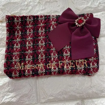Maison de FLEUR 보르도 체크 파우치