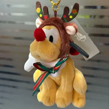 미사용 새상품 플루토 봉제 인형 키링 디즈니 크리스마스 루돌프