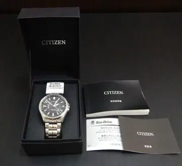 CITIZEN Eco-Drive 블랙 스테인리스 전파 시계
