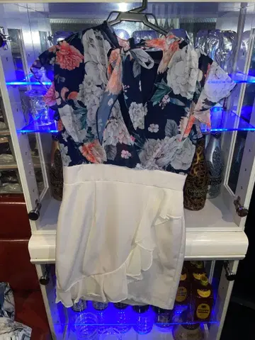 플라워 프린트 새틴 드레스 M