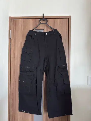 [ HIERARCHY STUDIOS ] 블랙 카고 배기 롱 팬츠