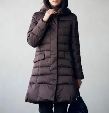 자유구 [매거진 게재] 새틴 타프타 롱 다운 코트 브라운 XL