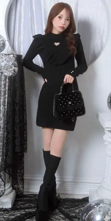 미셸 마카롱 하트 니트 원피스