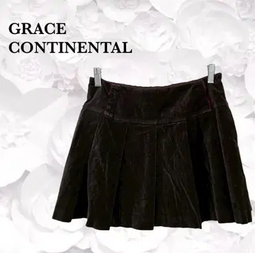 [ 그레이스 콘티넨탈 ] 미니 스커트 벨로아 턱 [ F ] 브라운 일본제