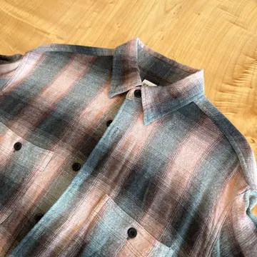 론 헤르만 체크 무늬 플란넬 셔츠 그레이와 핑크 M