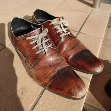 브라운 가죽 드레스 신발 스트레이트 팁