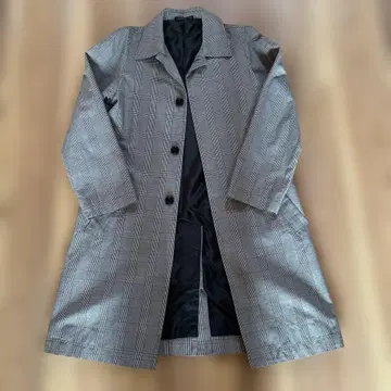 체크 무늬 스텐카라 코트