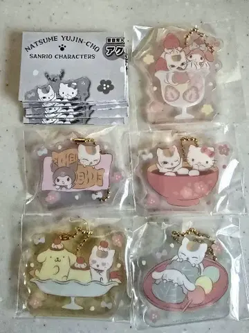 나츠메 우인장 냥코센세 산리오 캐릭터즈 콜라보 아크릴 키링 5종 세트