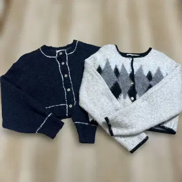 moussy 아가일 섀기 가디건 세트