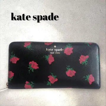 케이트 스페이드 장지갑 블랙 베이스 빨간 장미