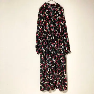 튤립 패턴 긴팔 셔츠 원피스 롱 기장 A라인 캐주얼 깔끔 코디