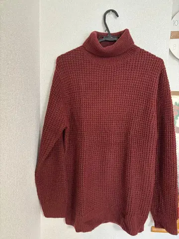 UNITED ARROWS 와인 레드 터틀넥 니트