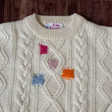 진품 Lady Clansman 영국제 버뮤다 케이블 짜임 긴팔