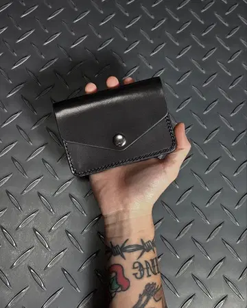 숏 트래커 지갑 도치기 가죽 니켈