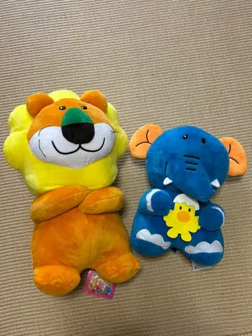 타베코 동물 사자와 코끼리 봉제 인형 세트