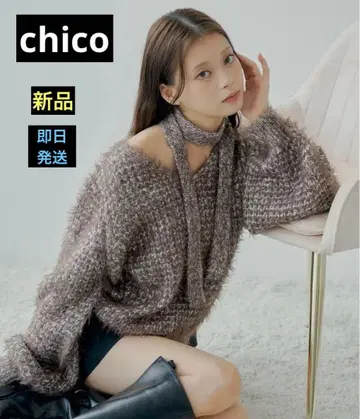 chico 태국풍 멜란지 루즈 니트