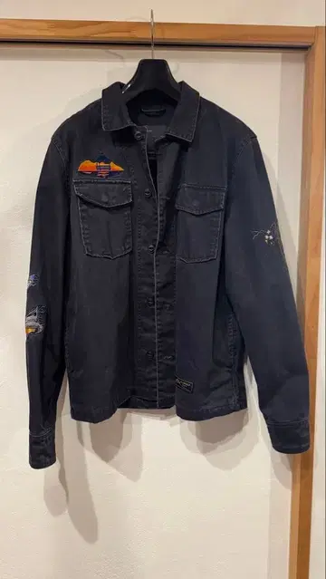 ZARA man 데님 자켓 블랙 자수 잉어 대나무