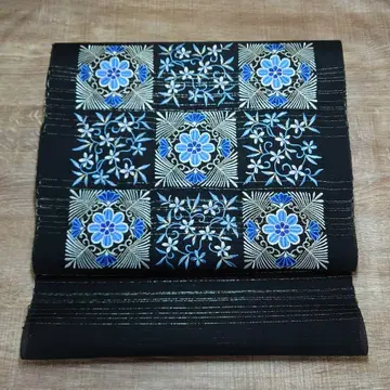 여름 나고야 오비 자수 파랑 네이비 은사 샤 쓰리 시즌 맞춤 제작